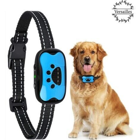 BUNTHAUS Collier Anti aboiement Chien Rechargeable Automatique Collier de Dressage avec Son/Vibration sans Choc 7 Niveaux de Sensibilité pour Chiens de Taille Moyenne  Bleu