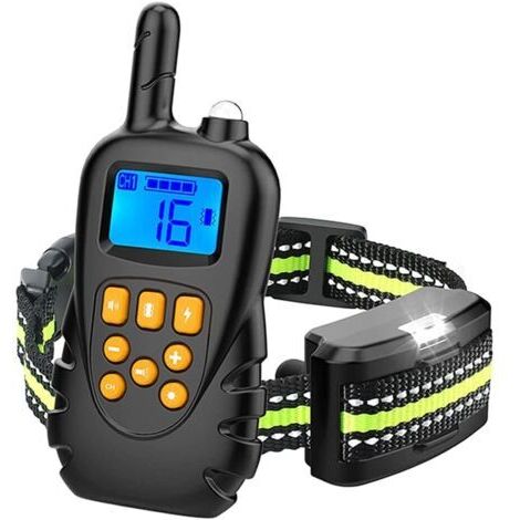 BUNTHAUS Collier de Dressage Chien Électrique, Collier Anti aboiement Récepteur Collier pour Chien 800M Étanche IPX67 4 Modes Tone/Vibration/Choc/LED Lumières