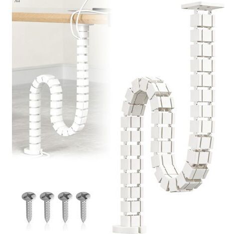 BUNTHAUS Colonne Vertebrale Cable Management GuideCâbles Carré Gaine Cable De Bureaux à Hauteur Réglable Et Fixe 125mm Slim Line GuideCâbles Carré pour Bureaux Réglables en Hauteur (Blanc)