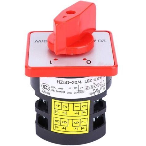 BUNTHAUS Commutateur Rotatif à Came HZ5 20/4 L02 20A 380V 4KW 6 Bornes pour Conversion Lignes de Contrôle