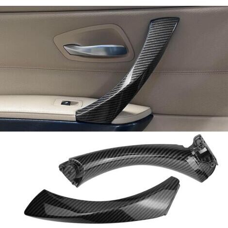 BUNTHAUS Compatible avec Poignée de Porte Intérieure bmw Série 3 E90 E91 E92 E93 323 325 328 330 335 Poigner de Porte Gauche E90 E91 E92 E93 Poignée Intérieure+ Couvercle Extérieur-Fibre de Carbone