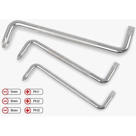 BUNTHAUS Coude tournevis 3 pièces S type Z mini double usage clé croix retournevis de tournevis en vrac
