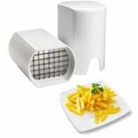 BUNTHAUS Coupe Frite,Coupe Frites Manuel, Coupe Frites Professionnel, Coupe Pomme de Terre pour Frite, Grille Coupe Frite INOX (Blanc)
