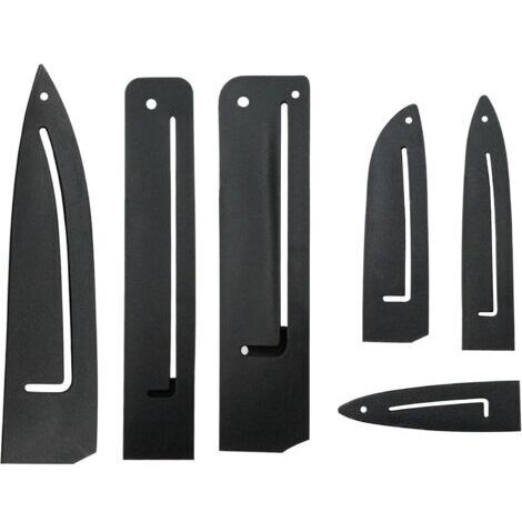 BUNTHAUS Couteau Gaine Protection Protège Lame - Universelle Couteaux Housse Case Accessoire Plastique Cover Garde 6 Tailles Différentes Placé Tiroirs Pouces pour Cuisine étui, Noir, 6 Pièces