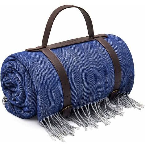 BUNTHAUS Couverture de Pique-Nique Tapis de Plage Couverture de Jet en Fausse Laine Pompon Tassel Élégant Multifonctionnel Pliable Léger 150x200cm Cadeau pour Camping Randonnée Voyage Bureau