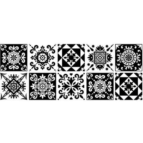 BUNTHAUS Credence Adhesive Pour Cuisine, Stickers Muraux Carrelage Adhesif Mural Salle de Bain, Autocollant Carreaux Adhesif Deco Cuisine, Noir et Blanc, 20 pieces, 15x15 cm