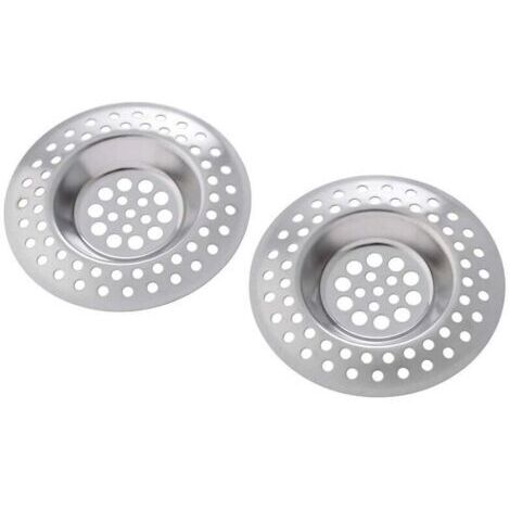 BUNTHAUS Crépine de vidange, lot de 2, acier inoxydable, 7 cm, brillant
