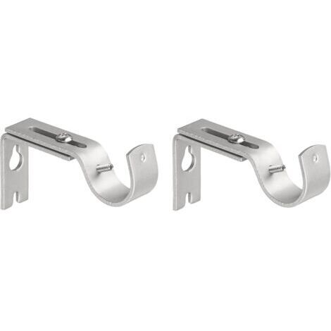 BUNTHAUS Crochets muraux robustes et réglables pour tringles de 2,5 cm (1 po), lot de 2, nickel argent