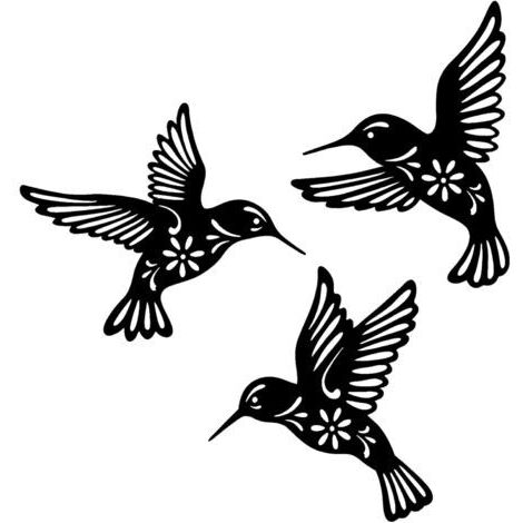 BUNTHAUS Décoration murale colibri en métal noir – 3 pièces – Art mural oiseau en fer forgé – Design unique pour décoration intérieure – Taille 25x26cm