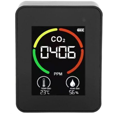BUNTHAUS Détecteur De CO2, Moniteur De Qualité De L'air Intérieur, Compteur De CO2, Détecteur De Dioxyde De Carbone Portable, Thermomètre Et Hygromètre à Chargement USB pour la Maison, L'école, Le Bur