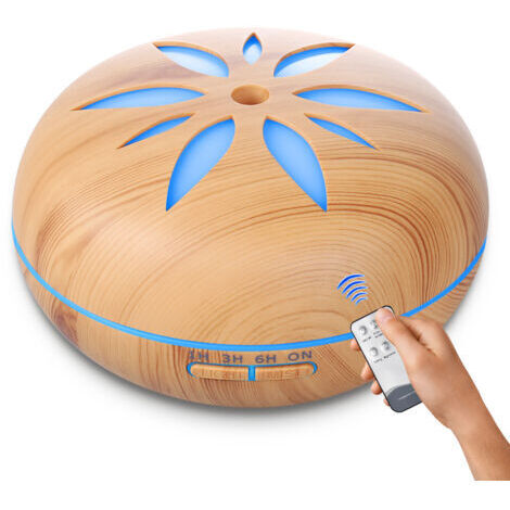 BUNTHAUS Diffuseur d'huile essentielle 550ml – Humidificateur ultrasonique avec télécommande – 7 couleurs changeantes – Arrêt automatique pour chambre et spa