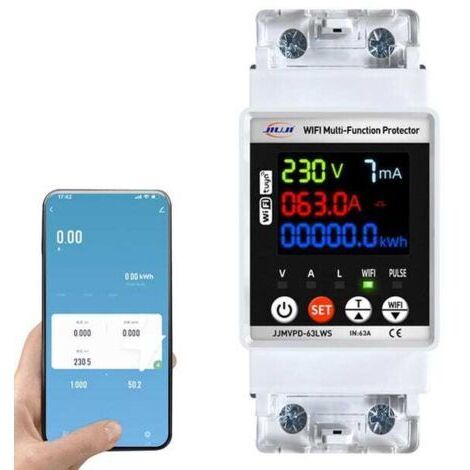 BUNTHAUS Disjoncteur intelligent monophasé à réenclenchement automatique avec WiFi, affichage numérique et compteur d'énergie en kilowattheures