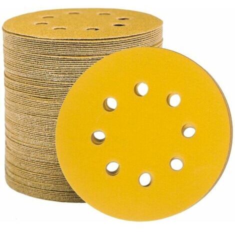 BUNTHAUS Disques de Ponçage Papier Abrasifs 125mm, 100 Disques Abrasifs de Ponçage Ponceuse tampons ponçage ronds 8 trous Grain 180 pour Poncer Polir Dérouiller,TAudace