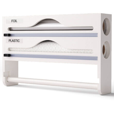 BUNTHAUS Distributeur de papier aluminium avec coupe-papier, deux compartiments, blanc