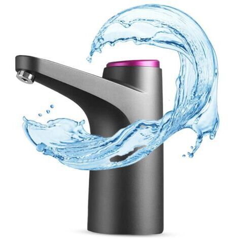 BUNTHAUS Distributeur d'eau en Bouteille Automatique - Chargeur USB, sans BPA, Eau Froide, 1500mAh, Matériau Silicone, Carafes-Bouteilles 4,5L 5L 7,5L 10L 11,3L 15L 18,9L Noire (2 Adaptateurs 3.8 & 4.