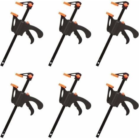 BUNTHAUS Dstockage Lot de 6 Serre-joints en Forme de F, Serre Joint avec Serrage Rapide et Facile, Outils Main pour Menuiserie, Porte en Bois(4pouces)