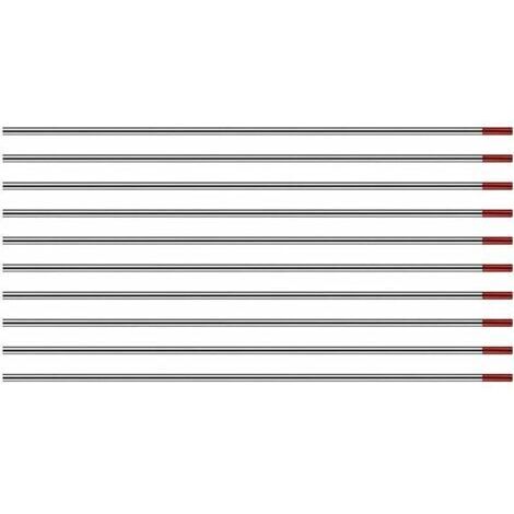 BUNTHAUS Électrodes de tungstène TIG WT20 1,6mm 150mm – Lot de 10 pièces – Pour soudage acier et alliages – Excellente stabilité de l'arc