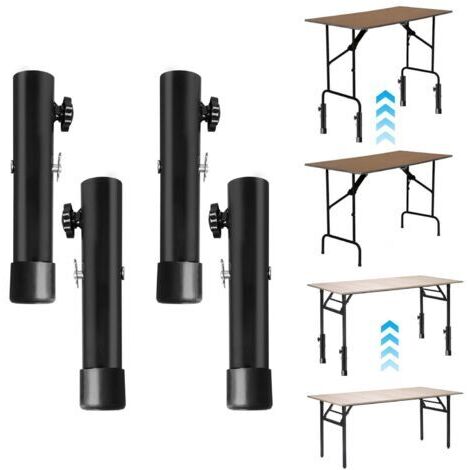 BUNTHAUS Ensemble de 4 pieds de table réglables en métal, rallonges pour pieds de table pliés ou droits de 20 cm avec accessoires de montage, pieds de meubles en métal pour meubles, tables et chaises