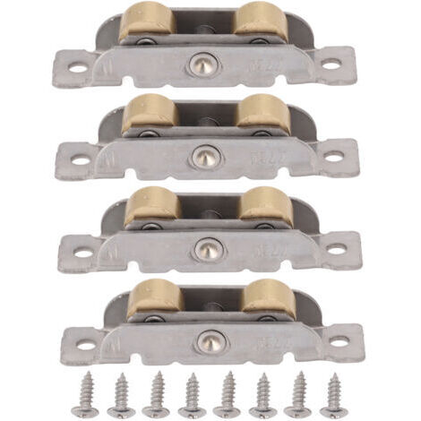 BUNTHAUS Ensemble de 4 roulettes pour porte-fenêtre coulissante, en acier inoxydable et cuivre, avec roulement à billes pour verre plat.