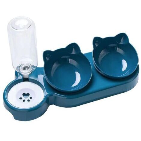 BUNTHAUS Ensemble de gamelles 3 en 1 pour chat, amovibles, inclinées à 15 °, pour aliments humides et secs, gamelles pour animaux de compagnie pour boire, chiots, chatons, fournitures pour animaux de 