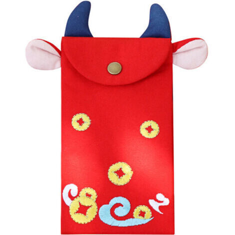 BUNTHAUS Enveloppe Rouge En Forme De Taureau Brode Nouvel An Enveloppe Rouge Tissu Paquet Rouge Nouvel An Chinois Paquet