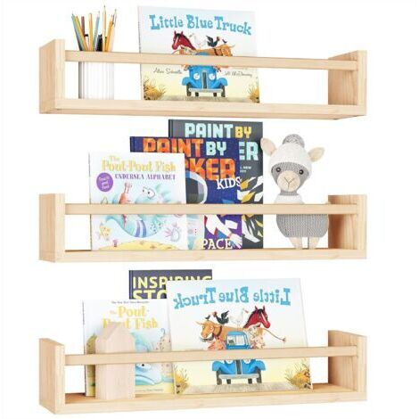 BUNTHAUS Étagère murale multifonctionnelle en bois , trois pièces