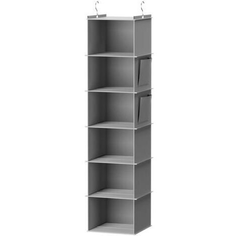 BUNTHAUS Etagere Suspendue, Rangement Suspendu avec 6 Treillis, Grille Gris avec Crochet Métallique Rangement Vetement pour Pliage Facile et Économie D'espace, Gris
