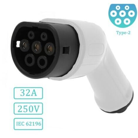 BUNTHAUS EV + Prise de Câble de Charge pour Voiture Electrique Type 2 IEC 62196, Prise de Remplacement de Câble Chargeur Voiture Electrique, 32A Protection IP44 EU 250V