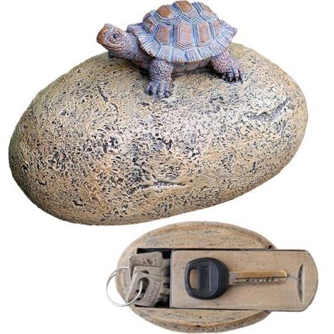 BUNTHAUS Faux Rock Cachette de Clé Décoration Coffre fort Support pour Extérieur Cour Jardin Extérieur Grande Taille Design Cachette Clé de rechange Boîte de serrure Tortue