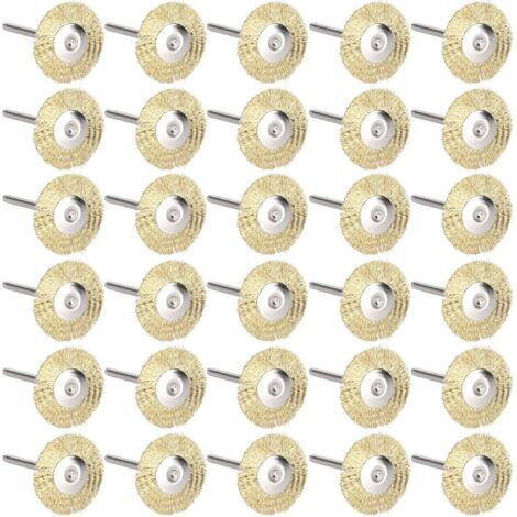 BUNTHAUS (Fil de Laiton)30 pièces Roue de Brosse en Fil d'acier Mini Brosse métallique Roue Tasse brosses de Roue de Polissage pour Polissage Nettoyage Rouille Corrosion Peinture