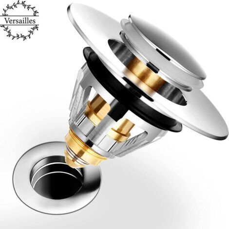 BUNTHAUS Filtre de vidange universel pour lavabo, Anti-Bloqué Inoxydable Bouchon lavabo poussoir bloque ,bonde de lavabo ,Flitre Cheveux Anti-Odeur pour Les Trous de 1.33” à 1.49”, Ensoleillé