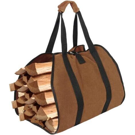 BUNTHAUS Firewood Carry Bag, Canvas Fireplace Log Bag, Foldable, Water Resistant Log Bag with Strong Handles for Wood Stoves, Logs Camping Accessories, 98 x 46 cm