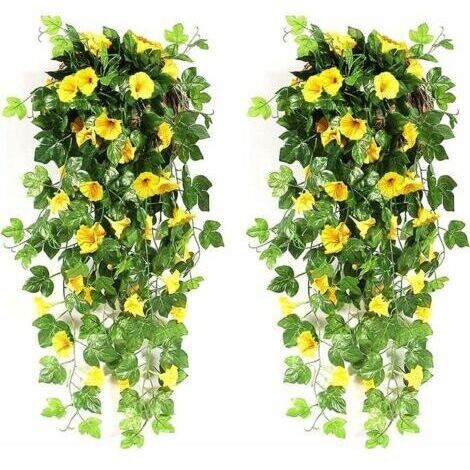 BUNTHAUS Fleurs artificielles pendantes d'extérieur fleurs artificielles tombantes d'intérieur, plantes artificielles pour décorations de mariage, jardin, mur, balcon