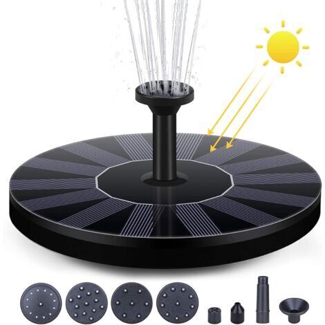 BUNTHAUS Fontaine solaire 2024 mise à niveau - Pour le jardin - Avec 6 effets - Pompe à eau solaire flottante - Pour étang de jardin ou fontaine à oiseaux