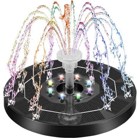 BUNTHAUS Fontaine Solaire 3w Flottante Fontaine Solaire Exterieure De Jardin Fontaine Solaire pour Bassin Exterieur avec 7 Buses Convient pour Bain d'oiseaux, éTang, Piscine, DéCoration De Jardin