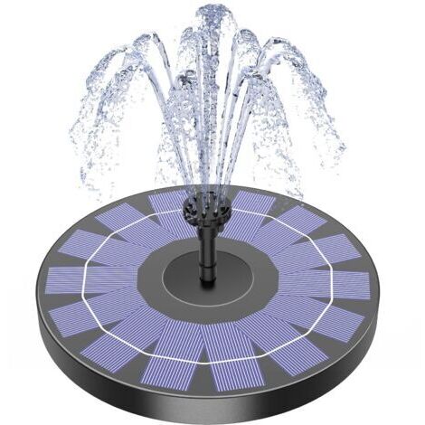 BUNTHAUS Fontaine solaire à pompe pour bain d'oiseaux avec 6 buses, 2,5 W pou jardin, étang, piscine, aquarium et extérieur(2,5W)