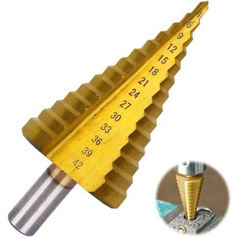 BUNTHAUS Foret Etage,Foret Etage Metal,Foret Metal,Fraiseuse A Metaux,Fraise Bois,4-42 Mm,MèChes Coniques Hss,Convient Pour Le Bois, Le Plastique, Le MéTal