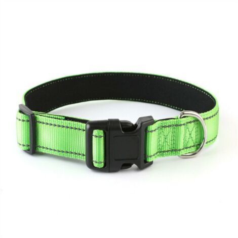 BUNTHAUS Fournitures pour animaux de compagnie Colliers en tissu reflechissants Chiens Colliers de bouton de tete de chat Colliers (Vert, XL:2.542-70cm)