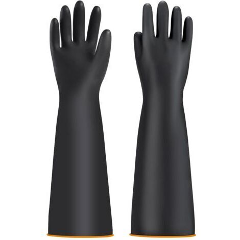 BUNTHAUS Gants de protection chimiques pour homme - Gants industriels chimiques - Gants longs imperméables - Gants de bassin - Gants de travail résistants à l'acide et aux alcalins (55,9 cm)