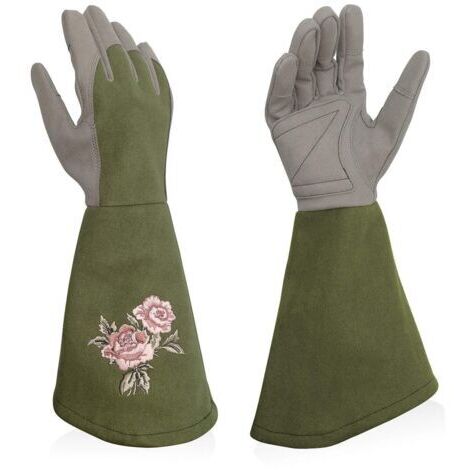 BUNTHAUS Gants de taille de rosiers, résistants aux épines, en tissu Oxford, à manchette longue, verts