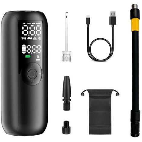 BUNTHAUS Gonfleur Pneus Voiture,150PSI Pompe a Velo,Compresseur Air Portatif pour Voiture, Vlo, Arrt Automatique avec Valve