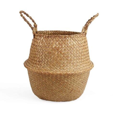 BUNTHAUS Grand pot de fleurs monobloc tressé à la main en osier marin, convenant à une utilisation intérieure et extérieure, parfait pour la décoration de la maison et du jardin.