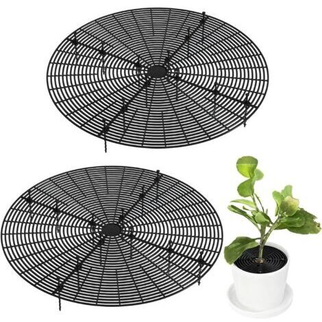 BUNTHAUS (Grand Rond Noir)2 Pièces Grille de Protection pour Pot de Fleurs, Grille Protection Plante Découpable, Grille pour Pot de Fleurs pour Chiens, Chats, Enfants, Animaux de Compagnie