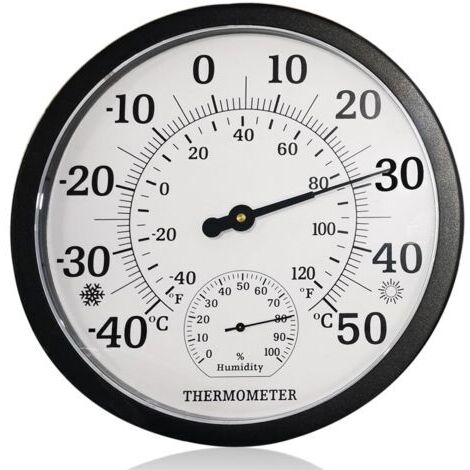 BUNTHAUS Grand thermomètre 2 en 1 pour l'intérieur et extérieur - Analogique - 25,4 cm - Avec hygromètre