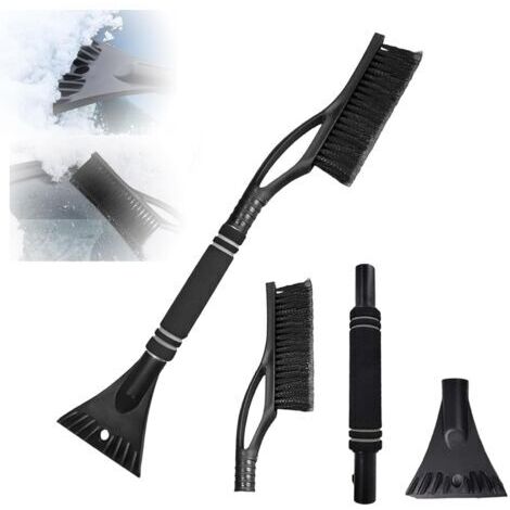 BUNTHAUS Grattoir à glace et brosse à neige 2 en 1, brosse à neige pour voiture, grattoir à glace de voiture, brosse à neige détachable, brosse à neige, noir