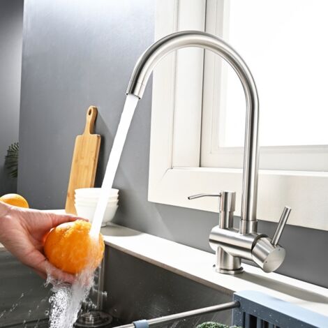 Grifo Monomando Para Lavabo BuntHaus - Cromado, Acero Inoxidable 304 - Salida Alta 110 Mm - Ahorro De Agua Y Antical