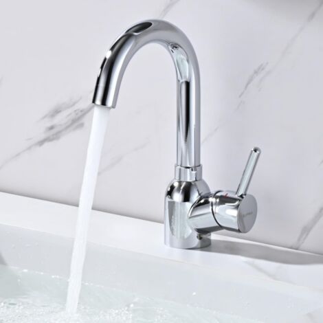 BuntHaus Grifo Mezclador para Lavabo Grifo para Lavabo Alto Grifo Giratorio de 360° Grifo Mezclador de Acero Inoxidable Cromado para Baño y Cocina