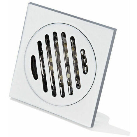 BUNTHAUS Grille Douche Anti Cheveux Siphon De Sol en Acier Inoxydable Épais Drain De Carré  100  100mm，Fonepro, Ensoleillé
