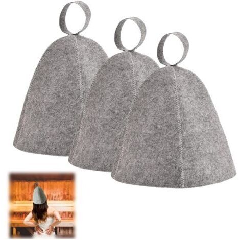 BUNTHAUS Gris 3 Pièces Feutre Bonnet Accessoires de Sauna IdéAux Sauna AntiChaleur Bonnet de Sauna pour Homme et Femme Chapeau Sauna en Feutre Chapeaux Bonnets De Sauna Pour Hommes et Femmes.