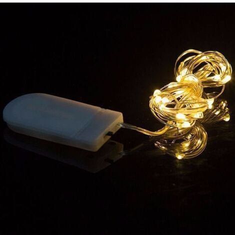 BUNTHAUS Guirlande Lumineuse à Piles 2m Fil de Cuivre Lumineux 20 Mini LED pour Guirlande Miniature Intérieure Lumières Chambre Miroir Filament Sapin Miniature Lumières de Noël Décoration